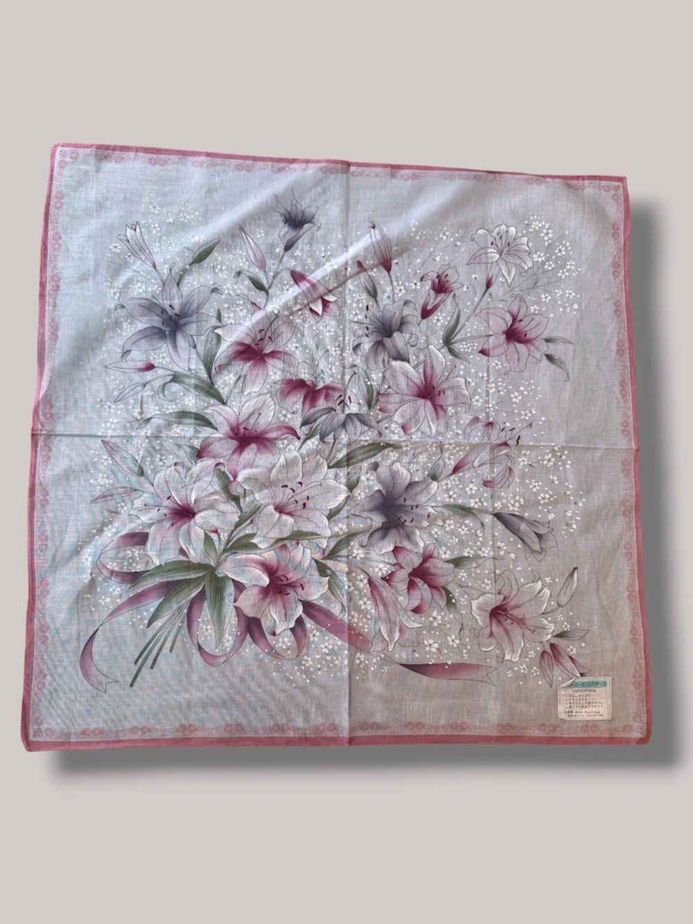 Hanasenka Floral Bouquet Vintage Scarf in Pink  cottagecore gorgeous details